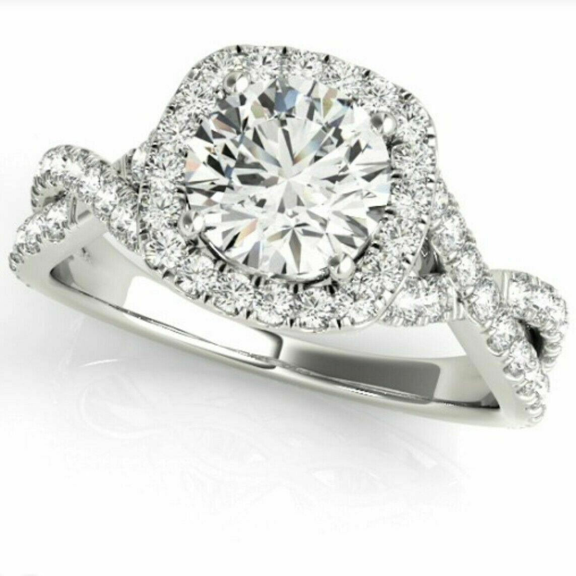 1,0 ct. Diamant Verlobungsring im Kissenschliff mit Halo aus 14K Weiß-, Gelb- oder Roségold