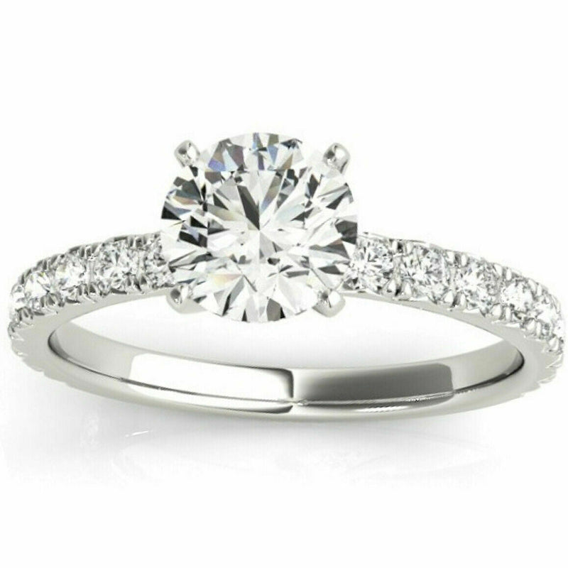 1 ct. Diamant-Verlobungsring mit Rundschliff, einreihig, 14K Weißgold