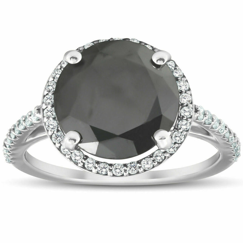 Schwarzer Diamant Halo-Verlobungsring aus 14K Weißgold, 0,33 ct. Gesamtgewicht