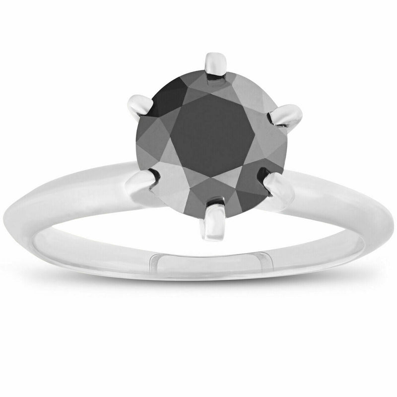Solitär-Verlobungsring mit 1 ct. behandeltem schwarzem Diamant aus 14K Weißgold