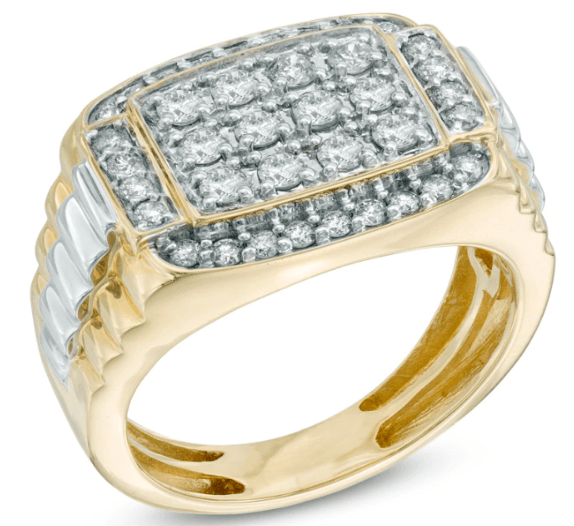 Herren-Memoire-Ring mit 1 ct. Gesamtgewicht Diamant aus 10K Weißgold