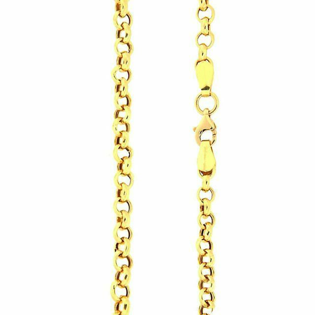 60 cm massive Rolo-Kette aus 8K Gelbgold, feiner Schmuck, Valentinstagsgeschenk