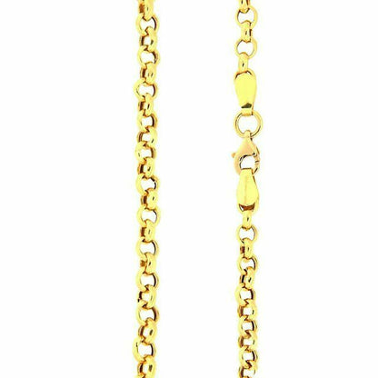 60 cm massive Rolo-Kette aus 8K Gelbgold, feiner Schmuck, Valentinstagsgeschenk