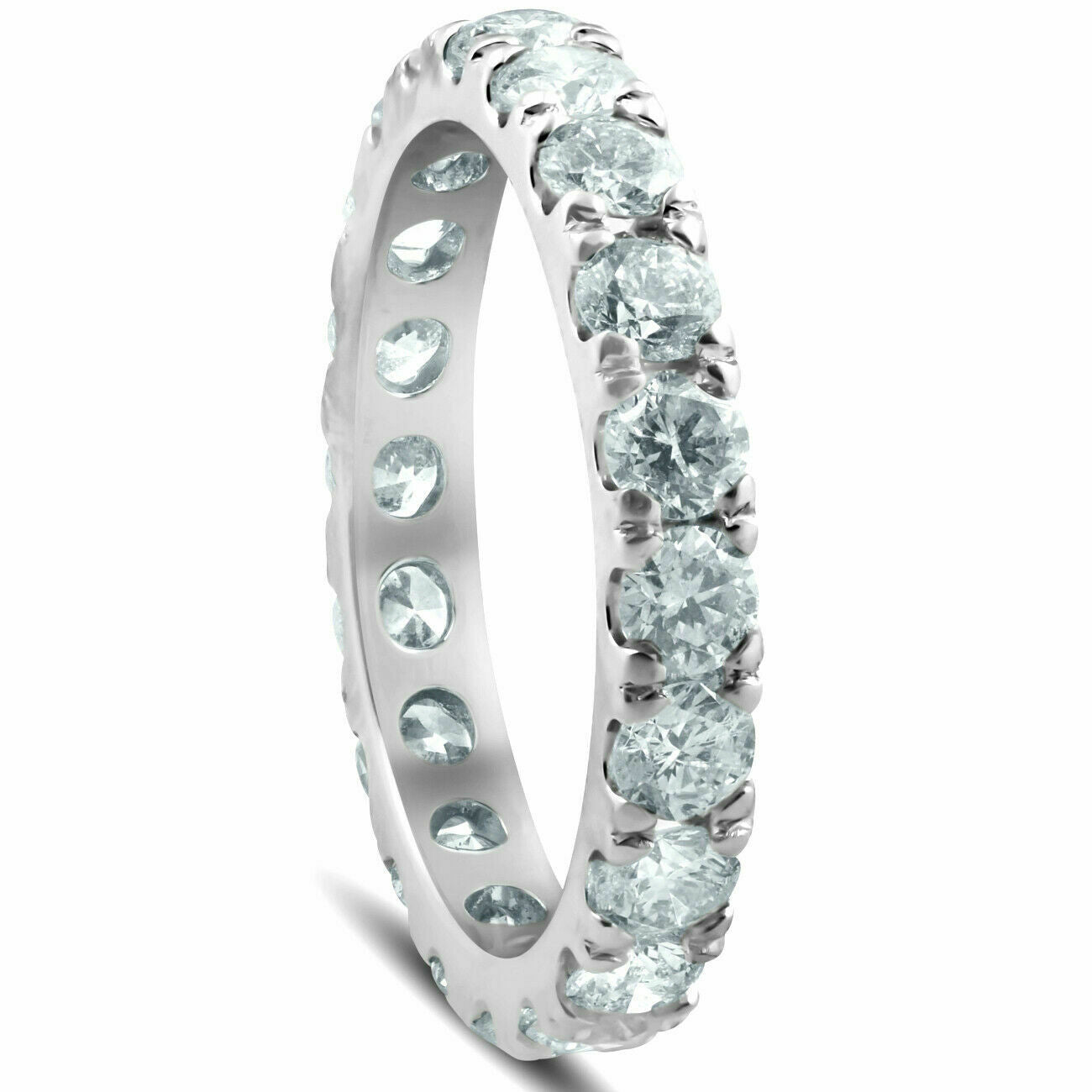 3 ct. Gesamtgewicht Diamant Memoire-Ring für Damen, Ehering, 14K Weißgold
