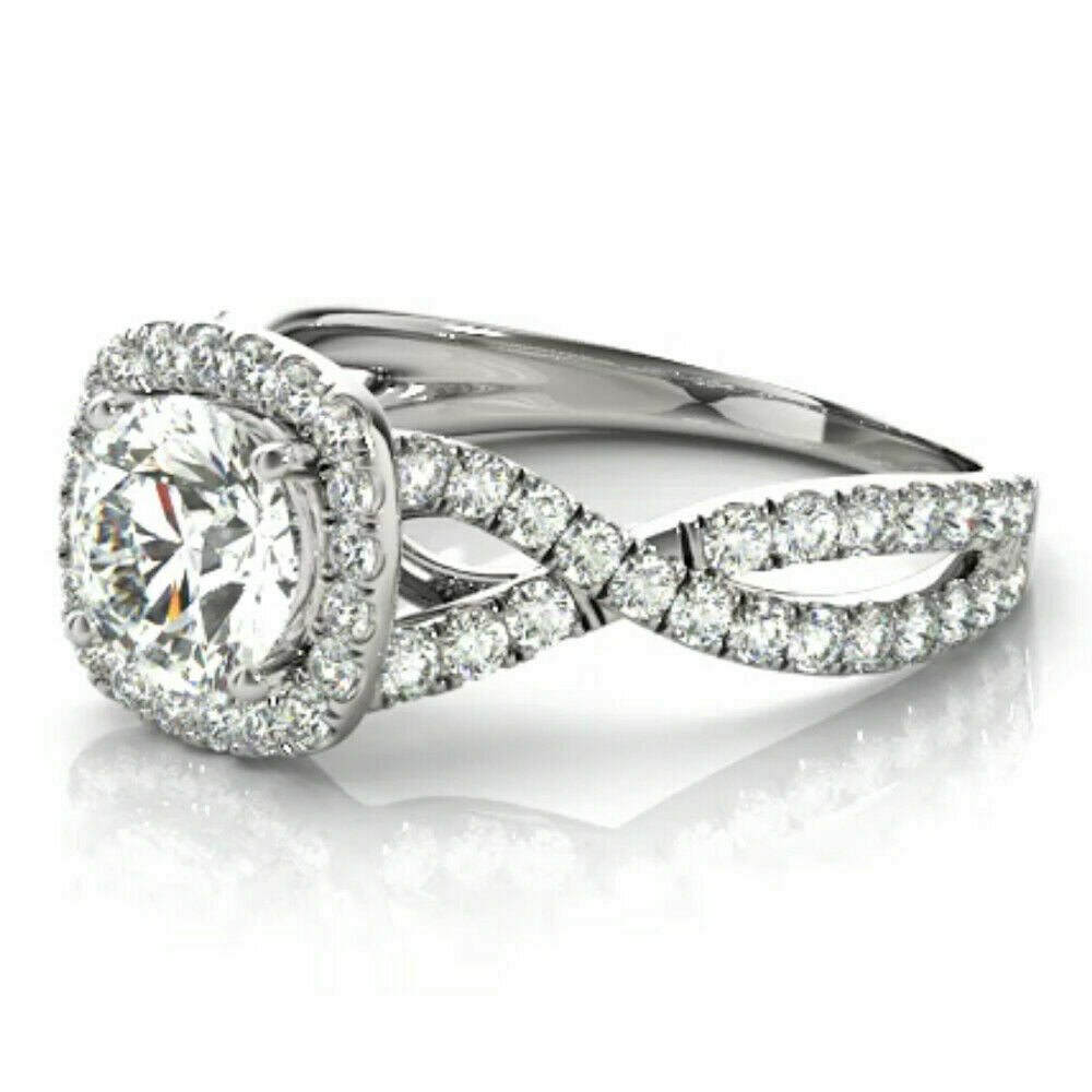 1,0 ct. Diamant Verlobungsring im Kissenschliff mit Halo aus 14K Weiß-, Gelb- oder Roségold