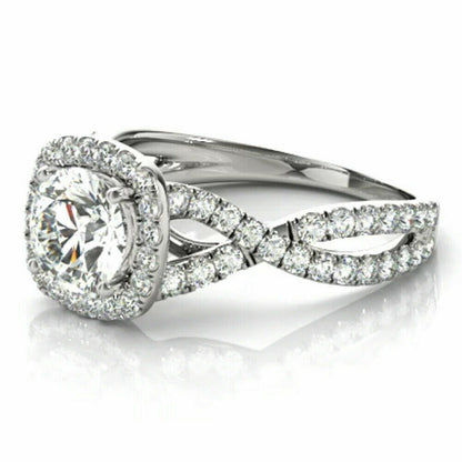 1,0 ct. Diamant Verlobungsring im Kissenschliff mit Halo aus 14K Weiß-, Gelb- oder Roségold