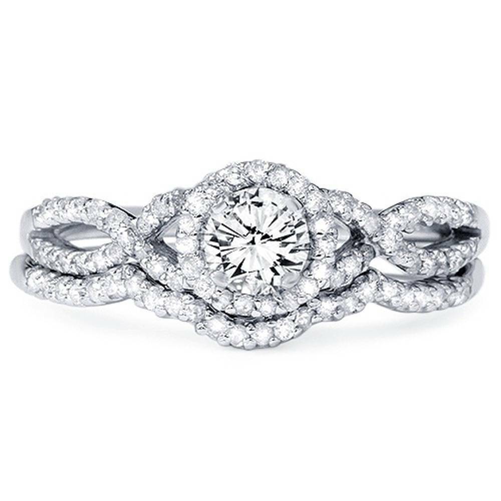 0,75 ct. Diamant-Infinity-Verlobungsring- und Trauring-Set aus 14K Weißgold
