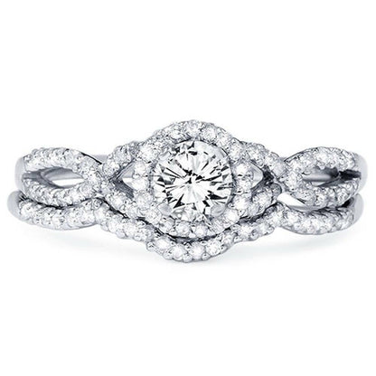 0,75 ct. Diamant-Infinity-Verlobungsring- und Trauring-Set aus 14K Weißgold