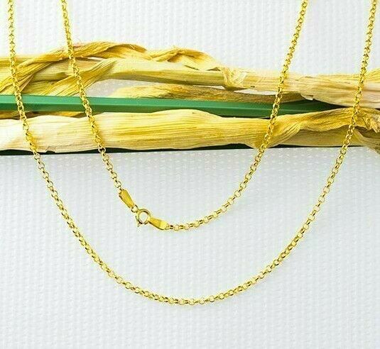 60 cm massive Rolo-Kette aus 8K Gelbgold, feiner Schmuck, Valentinstagsgeschenk