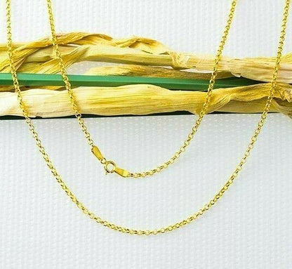60 cm massive Rolo-Kette aus 8K Gelbgold, feiner Schmuck, Valentinstagsgeschenk