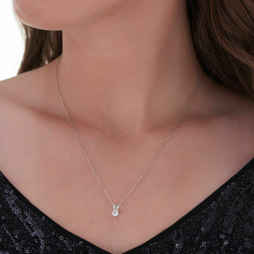 0,5 ct. Diamant-Solitär-Set aus Collier & Ohrsteckern, 14K Weißgold