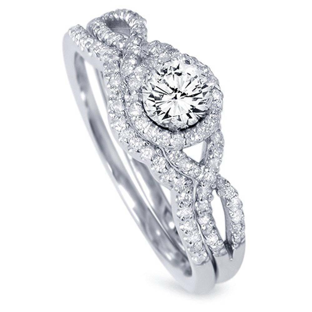 0,75 ct. Diamant-Infinity-Verlobungsring- und Trauring-Set aus 14K Weißgold