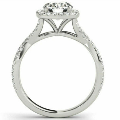 1,0 ct. Diamant Verlobungsring im Kissenschliff mit Halo aus 14K Weiß-, Gelb- oder Roségold