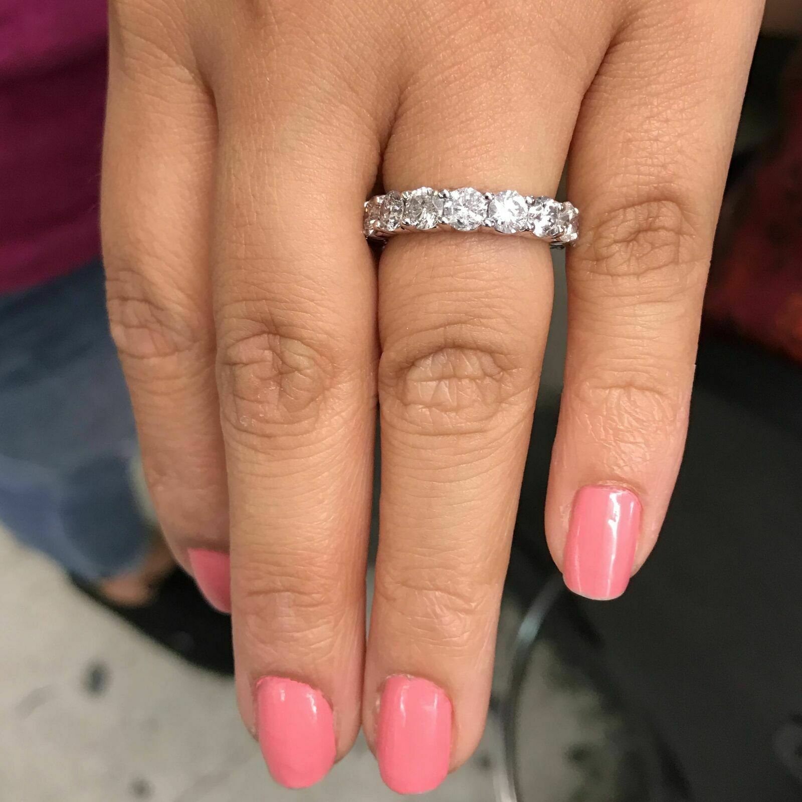 5 ct. natürlicher Diamant Memoire-Ring für Damen aus 14K Weißgold