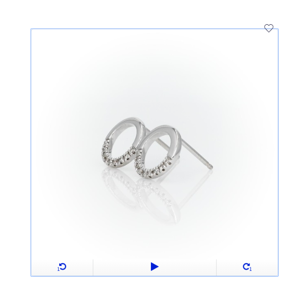 Ohrstecker mit natürlichen Diamanten, offener Kreis, aus 14K Weißgold (0,10 ct. Gesamtgewicht)