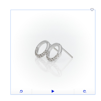 Ohrstecker mit natürlichen Diamanten, offener Kreis, aus 14K Weißgold (0,10 ct. Gesamtgewicht)