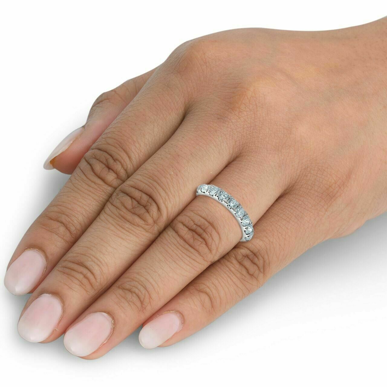 3 ct. Gesamtgewicht Diamant Memoire-Ring für Damen, Ehering, 14K Weißgold