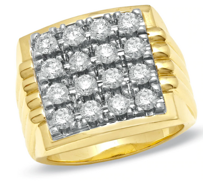 Herren-Diamant-Fashion-Ring, 2 ct. Gesamtgewicht, aus 14K Gelbgold, BRANDNEU