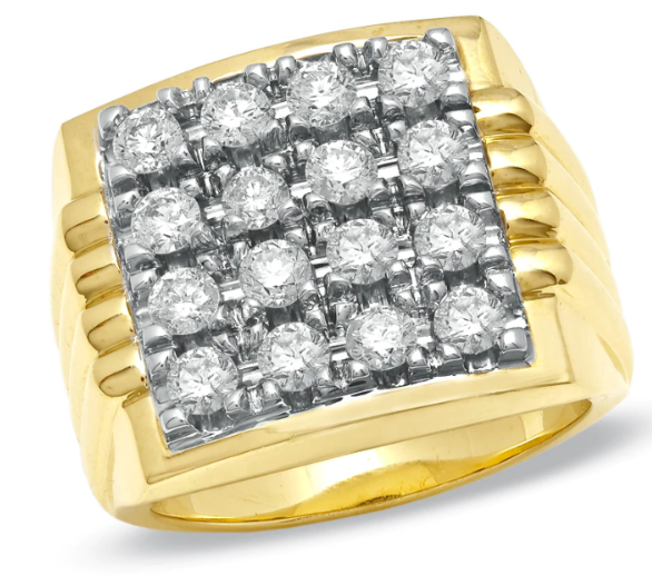 Herren-Diamant-Fashion-Ring, 2 ct. Gesamtgewicht, aus 14K Gelbgold, BRANDNEU