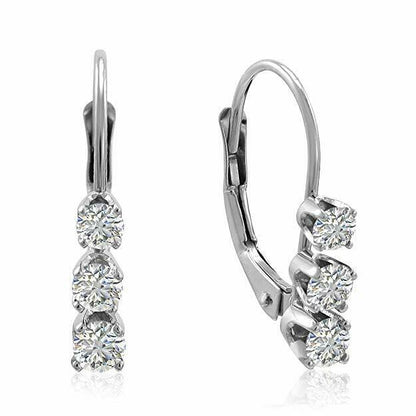 Creolen mit 3 Diamanten, 1,0 ct. Gesamtgewicht, 14K Weißgold