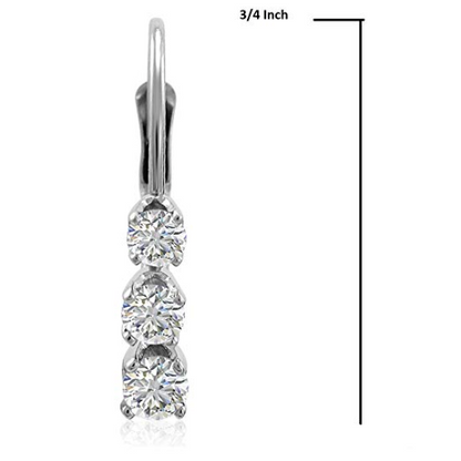 Creolen mit 3 Diamanten, 1,0 ct. Gesamtgewicht, 14K Weißgold