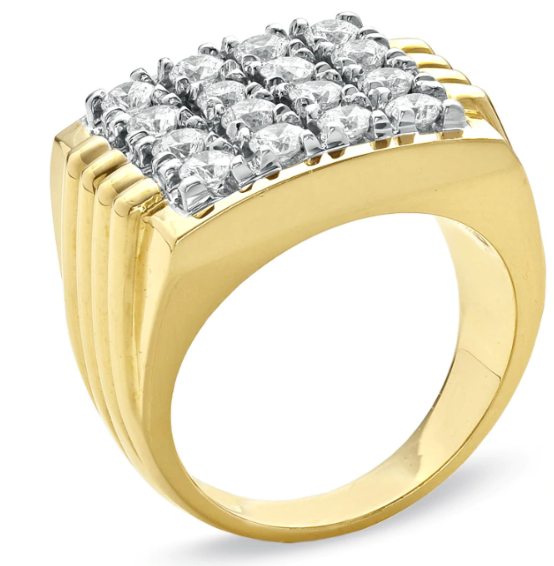 Herren-Diamant-Fashion-Ring, 2 ct. Gesamtgewicht, aus 14K Gelbgold, BRANDNEU