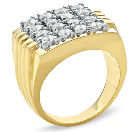 Herren-Diamant-Fashion-Ring, 2 ct. Gesamtgewicht, aus 14K Gelbgold, BRANDNEU