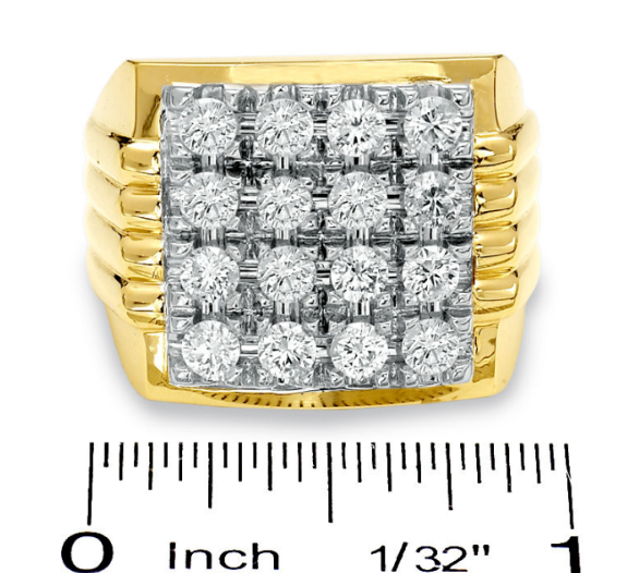 Herren-Diamant-Fashion-Ring, 2 ct. Gesamtgewicht, aus 14K Gelbgold, BRANDNEU