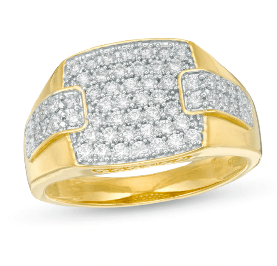 Herren-Ring mit 1 ct. Diamant-Besatz am Kragen aus 10K Weißgold