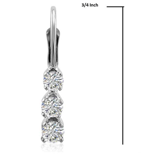 0,5 ct. Dreistein-Diamant-Creolen, natürliche Diamanten, 14K Weißgold