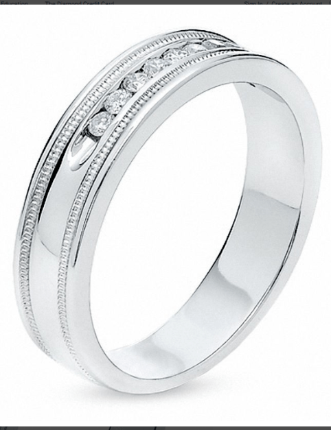 Herren-Ring mit 0,25 ct. Diamanten in Kanalfassung mit Milgrain in 14K Weißgold