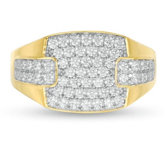Herren-Ring mit 1 ct. Diamant-Besatz am Kragen aus 10K Weißgold