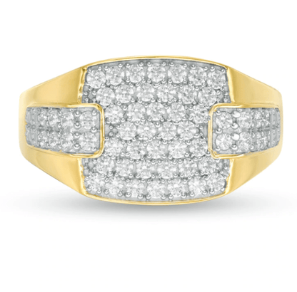 Herren-Ring mit 1 ct. Diamant-Besatz am Kragen aus 10K Weißgold