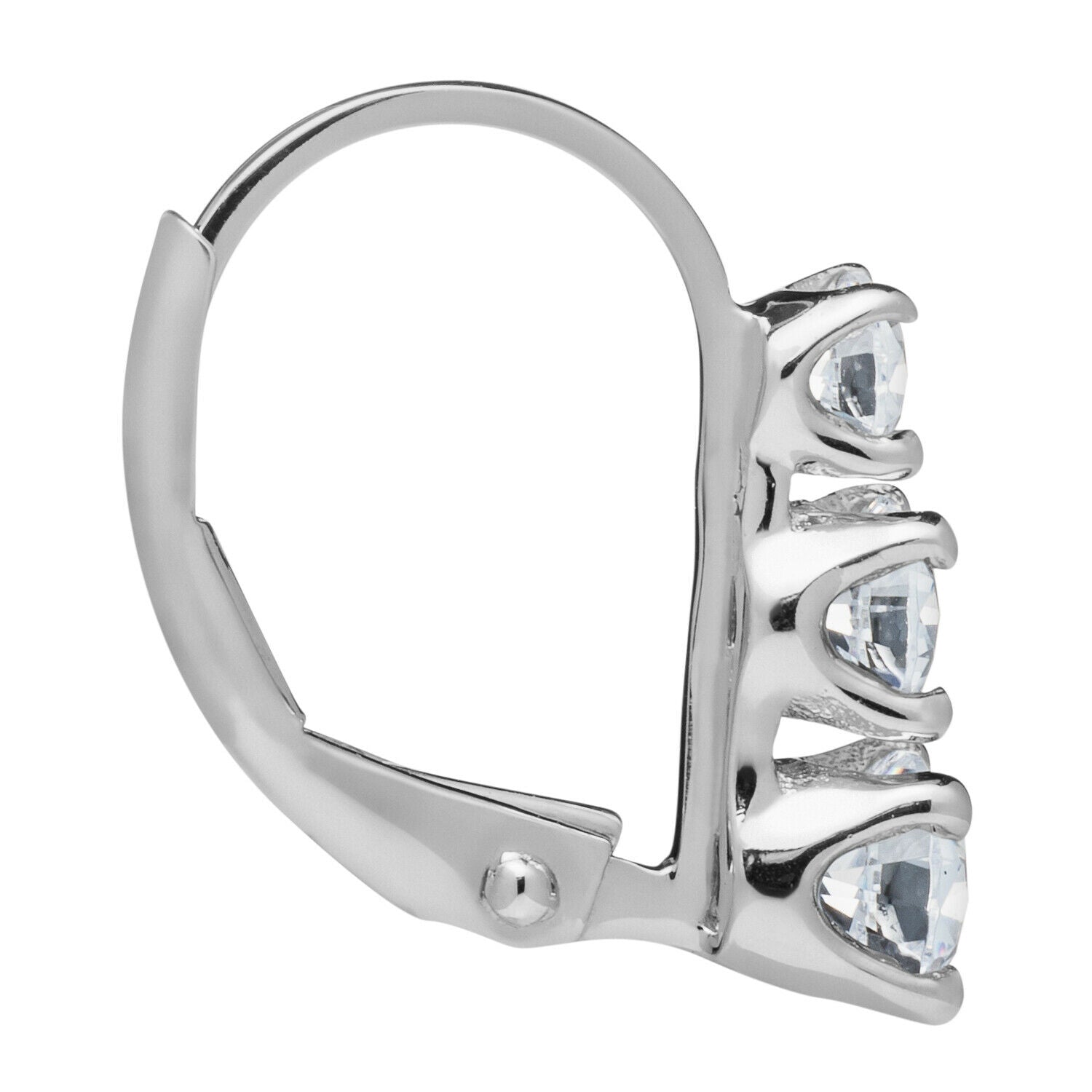0,5 ct. Dreistein-Diamant-Creolen, natürliche Diamanten, 14K Weißgold
