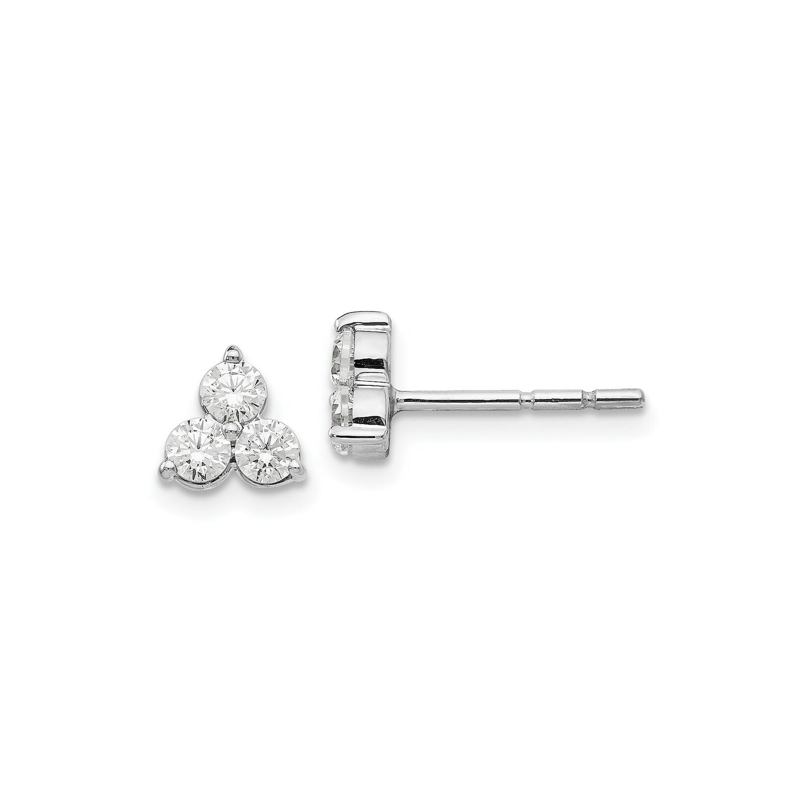 1/2 Ct. Dreistein Echt Diamant Ohrstecker 14K Weißgold Fine Schmuck Geschenk