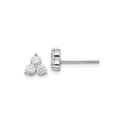1/2 Ct. Dreistein Echt Diamant Ohrstecker 14K Weißgold Fine Schmuck Geschenk