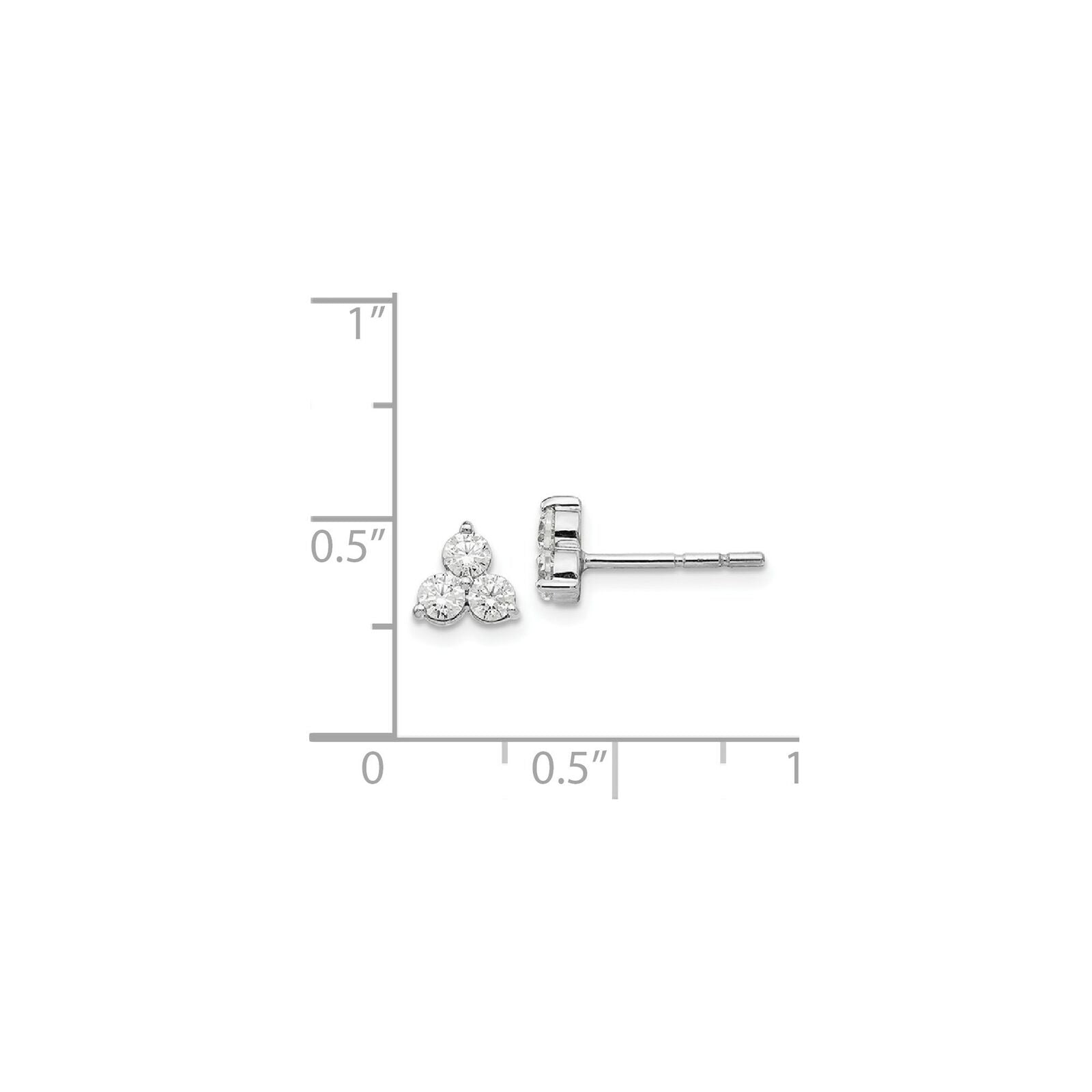 1/2 Ct. Dreistein Echt Diamant Ohrstecker 14K Weißgold Fine Schmuck Geschenk