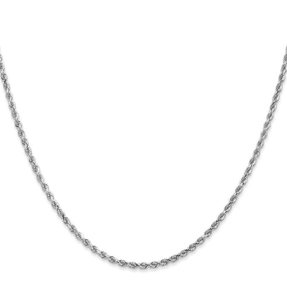 14K Weißgold 2mm Diamantiert Kordel Halskette