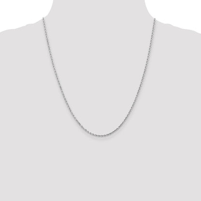 14K Weißgold 2mm Diamantiert Kordel Halskette