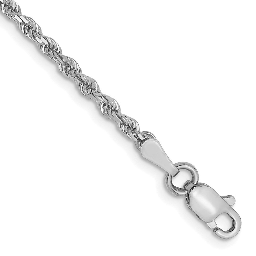14K Weißgold 2mm Diamantiert Kordel Gliederarmband