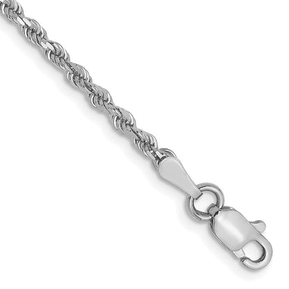 14K Weißgold 2mm Diamantiert Kordel Gliederarmband