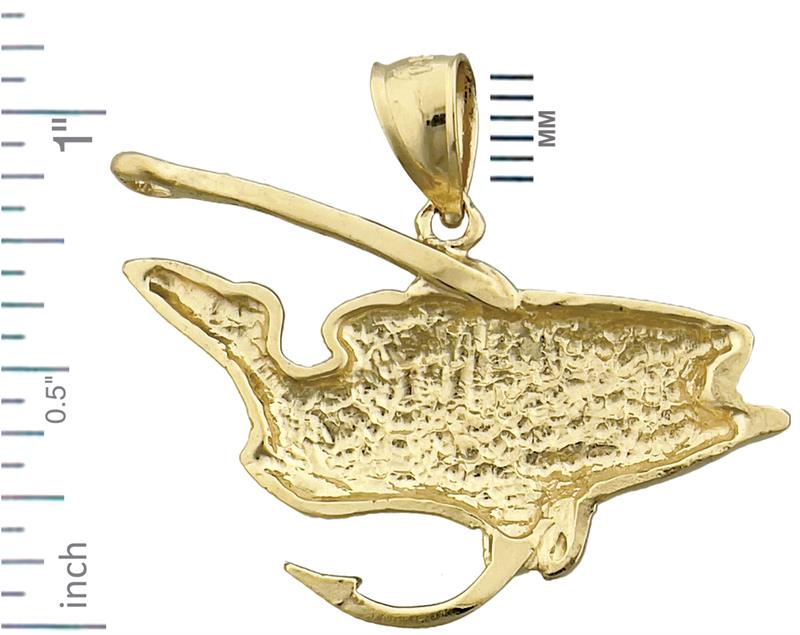 14K Gold Anhänger Barsch mit Angelhaken
