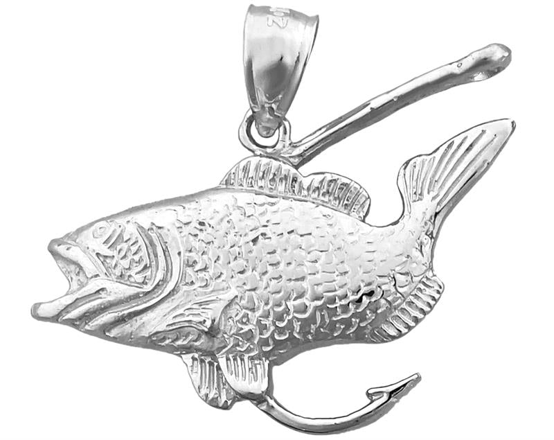 14K Gold Anhänger Barsch mit Angelhaken