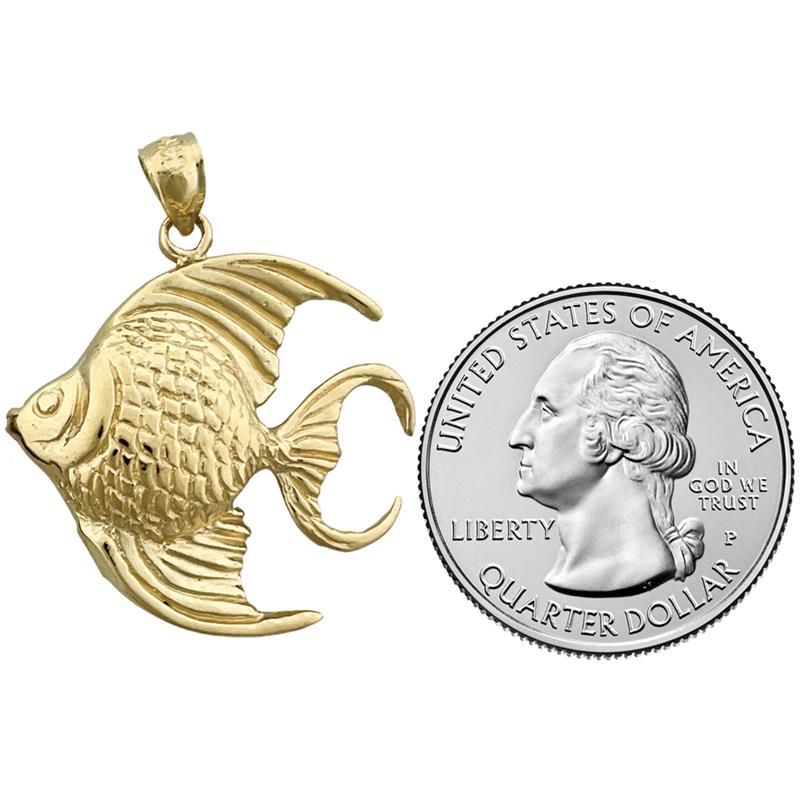 14K Gold Engelsfisch-Anhänger mit Süßwasserperlen