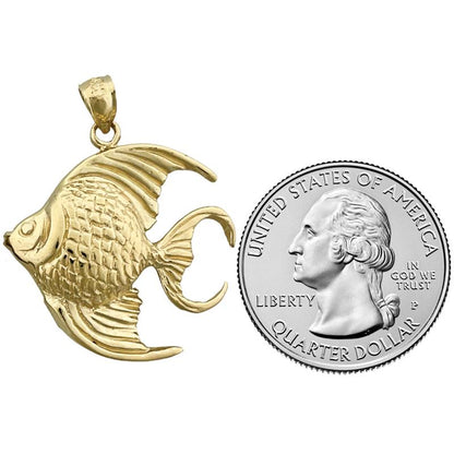 14K Gold Engelsfisch-Anhänger mit Süßwasserperlen