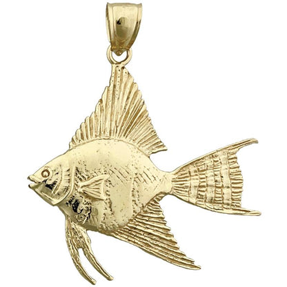 14K Gold Anhänger Süßwasser-Engelsfisch 35 MM