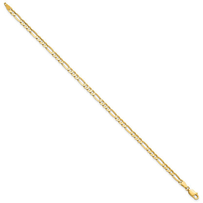 14K Gelbgold 4mm Flach Figaro Gliederarmband