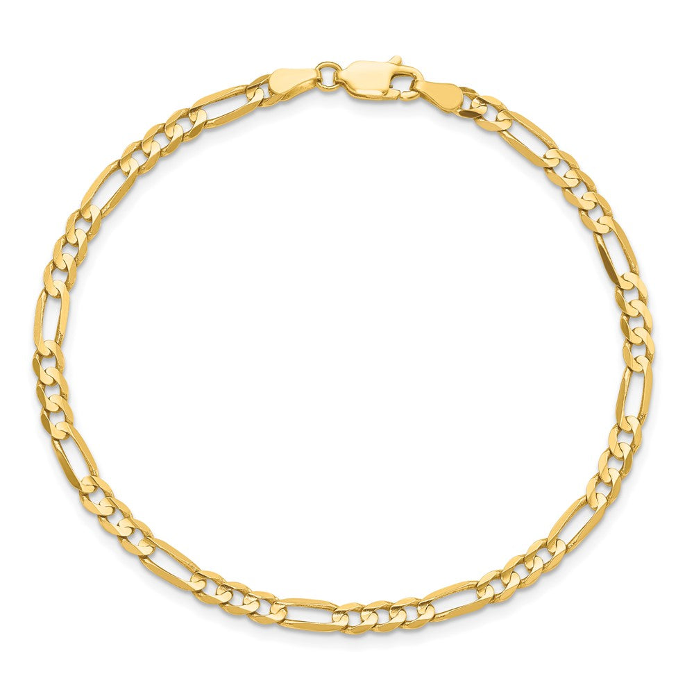 14K Gelbgold 4mm Flach Figaro Gliederarmband