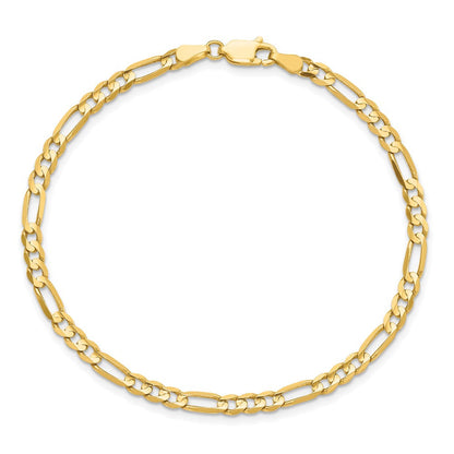 14K Gelbgold 4mm Flach Figaro Gliederarmband