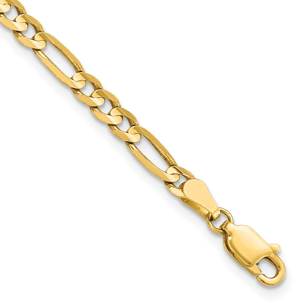 14K Gelbgold 4mm Flach Figaro Gliederarmband